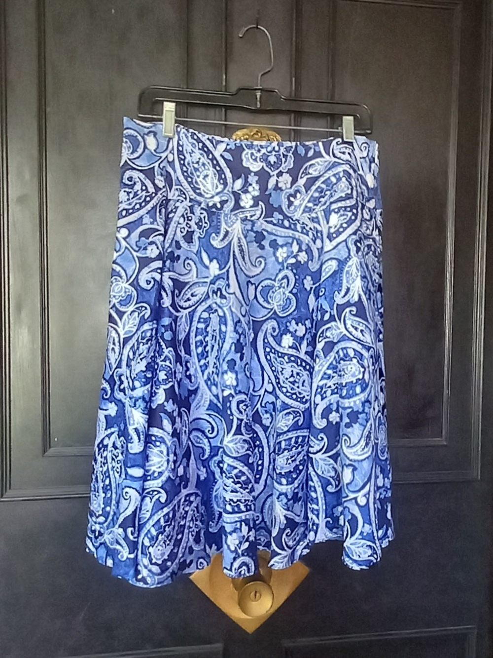 Ralph Lauren Blue Paisley A-Line Skirt